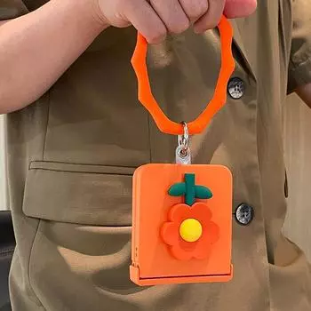 Милый 3D-цветок Жесткий ПК-чехол для телефона Samsung Galaxy Z Flip 4 3 Чехол-петля Защитный портативный силиконовый браслет For Samsung Z Flip 3