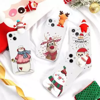 Милый 3D-кукольный чехол с рождественским оленем и Санта-Клаусом для Iphone Se3 2022 Se2 8 7 X Xr Xs 14 13 12 Mini 11 Pro Max 6 6s Plus Fundas For iPhone12Mini 5.4