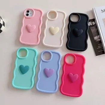 Милый 3D Love Heart Candy Wavy силиконовый чехол для iPhone 16 15 Pro Max 11 12 13 14 7 8 Plus X Xs Xr 15plus 14pro 13pro мягкий чехол For iPhone 16 розы красного