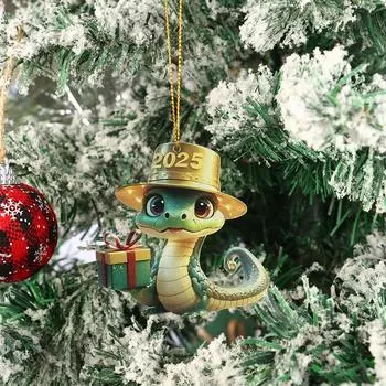 Милый акриловый подвесной акриловый кулон, праздничная акриловая змея в форме рождественской елки, с ремешком, легко повесить для дома