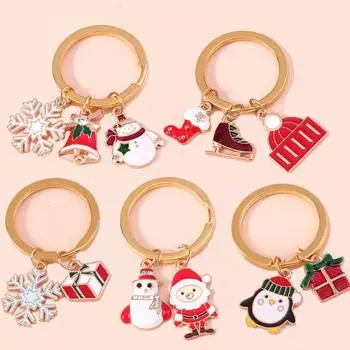 Милый эмалированный рождественский брелок Санта-Клауса, снеговика, брелок, подвески для держателя ключей, женские сумочки, аксессуары, сделай сам, ювелирные изделия, подарки