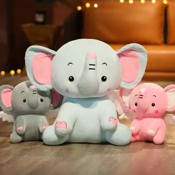 Милый ангел-слон, мягкая игрушка, мультяшный мягкий слон, плюшевая кукла-животное, детская спящая успокаивающая кукла, подарок на день Святого Валентина для девочек 23cm синий