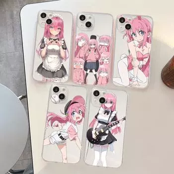 Милый аниме Bocchi the rock чехол для телефона iPhone 15 13 14 Pro Max XS XR 12 11 Pro 13 Mini 6 7 8 Plus мягкая прозрачная задняя крышка iPhone 13