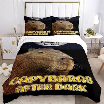 Милый аниме-капибара Kawai всесезонный комплект постельного белья с наволочкой для дома Twin Full Queen King детский подарок 135X200cm-2pcs