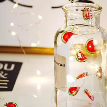 Милый арбуз в форме светодиода на батарейках, светильник для праздничного декора комнаты