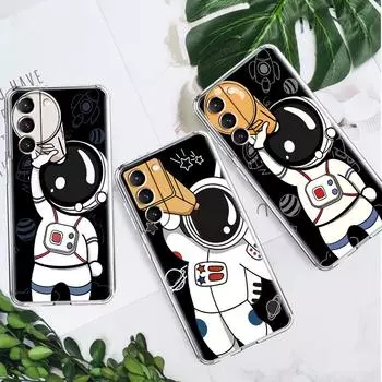 Милый астронавт прозрачный чехол для Samsung Galaxy S22 S20 FE S21 S10 S9 Plus Note 20 Ultra 10 Lite прозрачный чехол для телефона Samsung S20 FE 5G