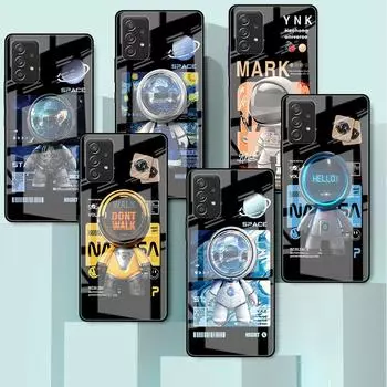 Милый астронавт рука шнурок стеклянный чехол для Samsung Galaxy A52 A71 A50 A51 A70 A21s A31 A72 A10 A12 A30 A22 5G телефон чехол Samsung A53 5G