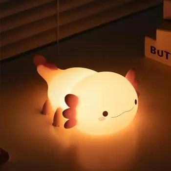 Милый аксолотль трицератопс ночник с регулируемой яркостью для детской комнаты ночник кавайный светильник мягкий силиконовый перезаряжаемый для декора детской комнаты подарок