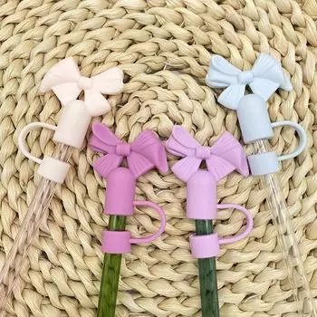 Милый бант 10 мм соломенные колпачки крышки для Stanley стакан аксессуары большой диаметр силиконовые соломенные колпачки многоразовые B