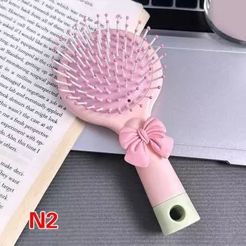 Милый бант 2-в-1 зеркальный гребень мультяшная воздушная подушка расческа портативная студенческая общежитие девушка стиль ручной парикмахерский гребень