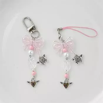 Милый бант бабочка тюльпан бусины мобильный телефон цепочка шарм милый брелок рюкзак любовный замок кулон сумка подвесное украшение девушка подарок A2