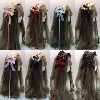 Милый бант, милый обруч для волос в стиле Лолиты с кружевным цветком, аниме-повязка на голову для косплея, головной убор, аксессуар для рук