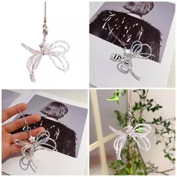 Милый бант с бусинами для мобильного телефона, цепочка, шнурок, элегантный телефон, анти-потеря, подвеска, украшение для женщин и девочек