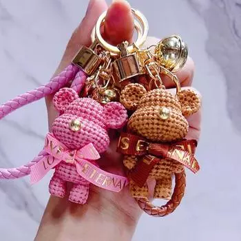 Милый бант школьная сумка кулон цепочка ювелирные изделия аксессуары креативный брелок для ключей студенты чёрный