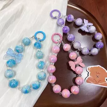 Милый бант телефонная цепочка двухцветные бусины чехол для наушников подвеска брелок для автомобиля сумка Декор белый