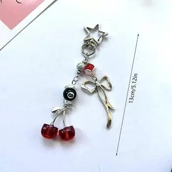 Милый бантик из сладкой вишни, цепочка для мобильного телефона, брелок, кулон, пряжка-звездочка, шарм для рюкзака, украшение для сумки, подарок для девочки