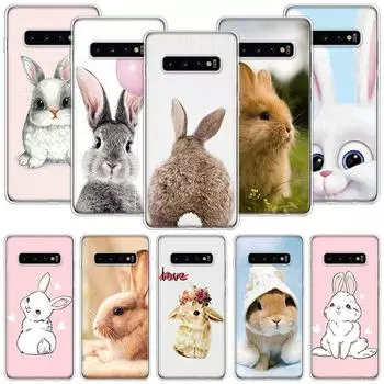 Милый белый чехол для телефона с кроликами для Samsung Galaxy S20 FE S10 Plus S21 S22 Ultra S10E S9 S8 S7 Edge J4 + чехол Fundas Coque Samsung S20 FE