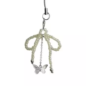 Милый бисерный бантик, кулон-бабочка, ремешки для телефона, шнурок, карманный брелок, ремешок для рюкзака, цепочка для украшения ключей от машины бежевый