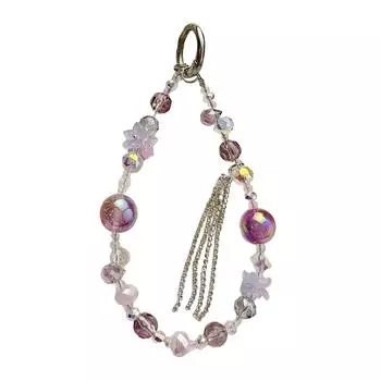 Милый бисерный ремешок для камеры/телефона с подвеской-бабочкой, шнурок, акриловая текстура, подходит для аксессуаров для телефона и сумки 3 фиолетовый