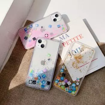 Чехол для телефона с милым дизайном значка приложения и жидкими блестками для iPhone 16 Pro 14 Pro Max 13 12 11 X XR XS Max SE 2020 iPhone 7 розовый