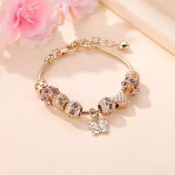 Милый браслет-бабочка, модные рождественские украшения на Хэллоуин, браслет с сердцем из бисера, подвеска в форме сердца, браслет-цепочка, ювелирные изделия на день святого Валентина 18cm