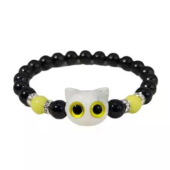 Милый браслет из бисера, светящиеся браслеты с изображением кошек, цепочка из смолы, мастерство, удобная посадка, ювелирные изделия, подарок для женщин 4