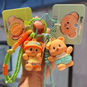 Милый брелок для ключей Butterbear, сумка, подвеска, аксессуары, милый мультяшный брелок для автомобиля Butter Bear