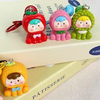 Милый брелок для ключей Duomei с зерном, кавайная сумка, кулон, забавный брелок с фруктами, чехол для наушников розовый