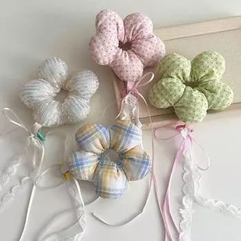 Милый брелок для ключей с цветком в горошек, веревка для волос, симпатичное украшение для сумки, украшения для сумочки жёлтый