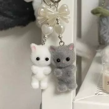Милый брелок для ключей с изображением кошачьей лапки, милый бант, подвеска для телефона, чехол для наушников, ремешок, сумка-шнурок, декор as the picture