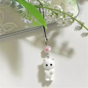 Милый брелок для ключей с изображением кошачьей лапки, милый бант, подвеска для телефона, чехол для наушников, ремешок, сумка-шнурок, декор as the picture