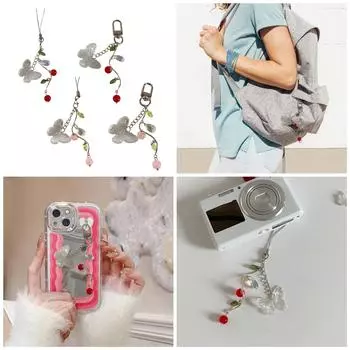 Милый брелок для ключей с подвеской в виде клубники для девочек и женщин, модные украшения, сумка, кулон, аксессуар 1 красный