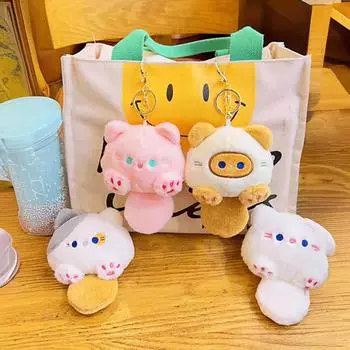 Милый брелок для ключей Tuantuan Cat, женские изысканные куклы, школьные сумки, подвесные куклы, плюшевые игрушки и маленькие безделушки 13cm