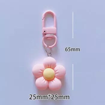 Милый брелок для ключей в виде цветка конфетного цвета, мультяшный, из смолы, с цветочным узором, подвеска для сумки, декор, украшение для рюкзака, подарок для девочек розовый
