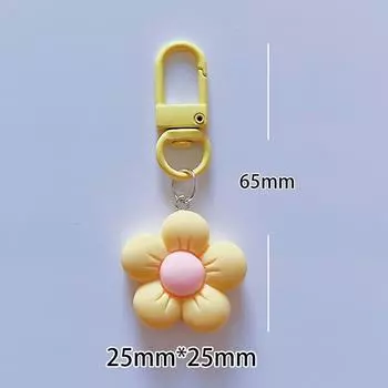 Милый брелок для ключей в виде цветка конфетного цвета, мультяшный, из смолы, с цветочным узором, подвеска для сумки, декор, украшение для рюкзака, подарок для девочек