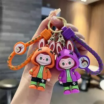 Милый брелок для ключей в виде овечки Лабубу для ключей от машины, аниме-брелки для женщин и мужчин, брелок для кукол, аксессуары для ключей от друзей, подвески для ювелирных изделий
