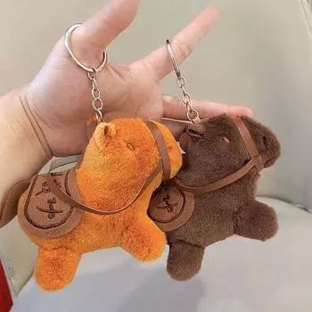 Милый брелок для ключей в виде пони, мультяшная плюшевая лошадь, брелок с седлом, мордочка, мягкая кукла, держатель для ключей, кулон для детей, подарок