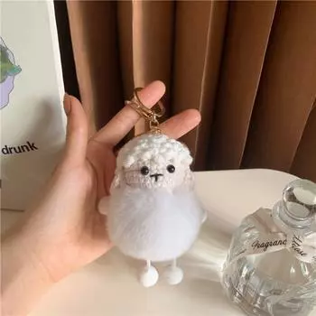 Милый брелок из меха кролика, овечка, пухлый автомобильный брелок, модные плюшевые куклы, украшение для рюкзака Lamb