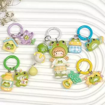 Милый брелок из смоляной лягушки для женщин, пара, мультяшный брелок, сумка, рюкзак, подвески, аксессуары для самостоятельного изготовления, брелки для девочек и детей, подарок