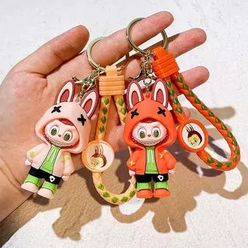Милый брелок Labubu, автомобильный ключ, анимационный брелок, брелок для женщин и мужчин, брелок для ключей, аксессуары для ключей, сумка для украшений, подвеска one size