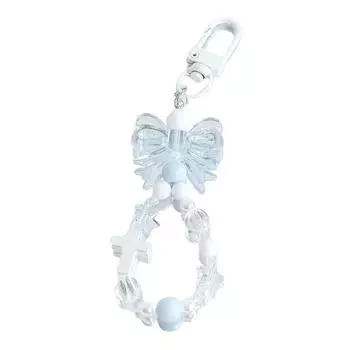 Милый брелок-подвеска с бантиком и крестом из бусин, прекрасные подвесные украшения, брелок-шарм для кошелька, сумки, рюкзака, сумочки синий