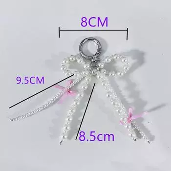 Милый брелок-подвеска с жемчугом и бантом, милые подвесные украшения из бисера, брелок-подвеска для телефона, брелок-подвеска для сумки