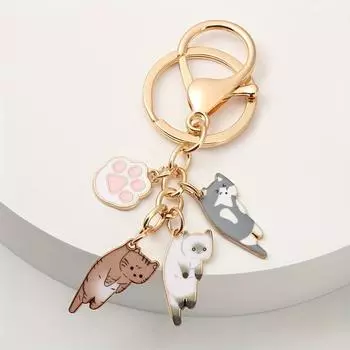 Милый брелок-подвеска в виде кошки из сплава, милый и симпатичный мультяшный брелок с животными, аксессуары для женской сумки, кулон One Size кофейный