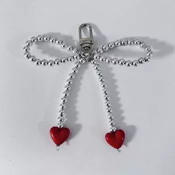 Милый брелок-подвеска в виде сердца с бантом, милые подвесные украшения из бисера, брелок-подвеска для телефона, брелок-подвеска для сумки