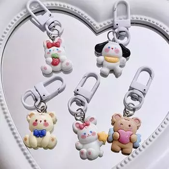 Милый брелок-подвеска в виде животного, мультяшный кролик, медведь, кошка, брелок для наушников, чехол для рюкзака, кулон, декор для девочек, подарок для пары