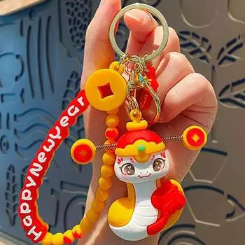 Милый брелок-подвеска в виде змеиного года, мультяшный креативный китайский стиль, змея, талисманы на удачу, рюкзак, украшение для автомобиля, новогодний подарок, брелок для ключей A2