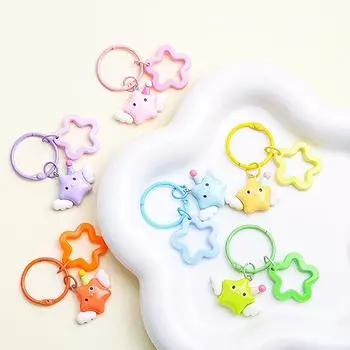 Милый брелок-подвеска в виде звезды конфетного цвета, милый мультяшный брелок в виде крыла пентаграммы, изысканный рюкзак, украшения, аксессуары, подарки жёлтый