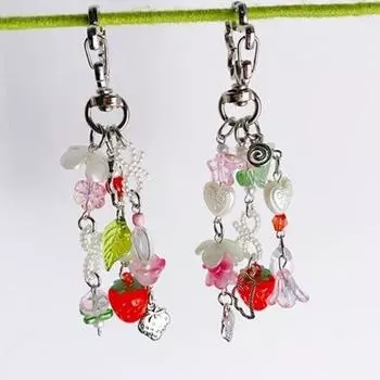 Милый брелок с цветком клубники, модный брелок с цветком вишни, автомобильные брелоки для девочек style 1