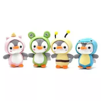 Милый брелок с изображением пингвина, кольцо, плюшевая кукла, кулон, брелок в виде пчелы розовый