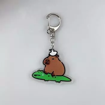 Милый брелок с капибарой, брелок с мультяшным животным, милый акриловый брелок для ключей, школьная сумка, подвеска, украшение, подарки лучшему другу